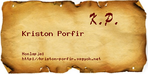 Kriston Porfir névjegykártya